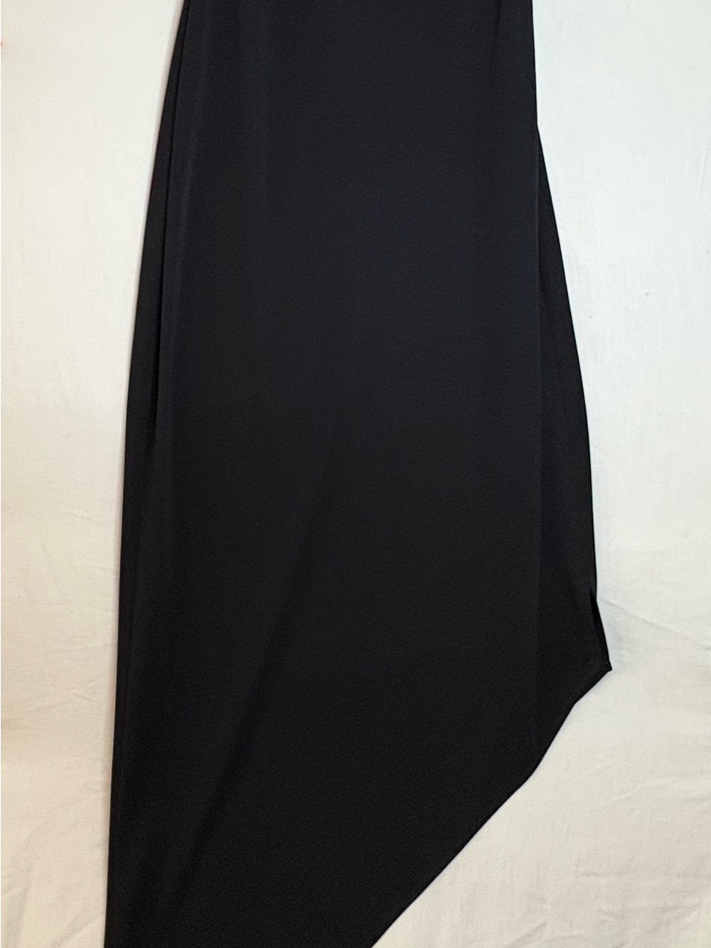 Vintage Black Spaghetti Strap Asymmetrical hem Form-Fitting Midi Dress 4